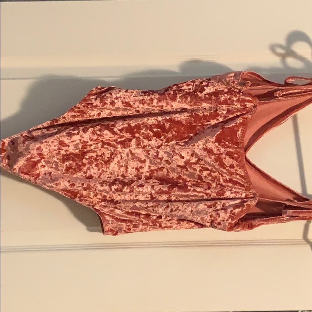 Pink velvet bodysuit